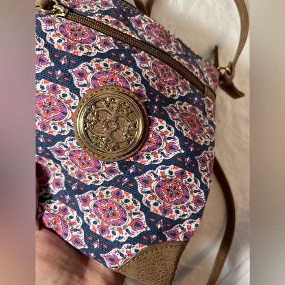 bag Crossbody Bag Womens Small Brown Blue Leather Bohemian 8x8 Purse Handbag - Picture 8 of 16